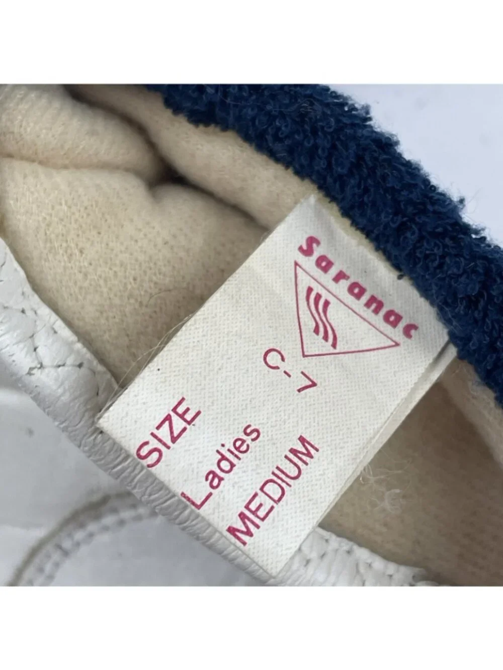 VINTAGE Saranac Thinsulate Gloves Women’s Medium Calfskin Palms Blue White